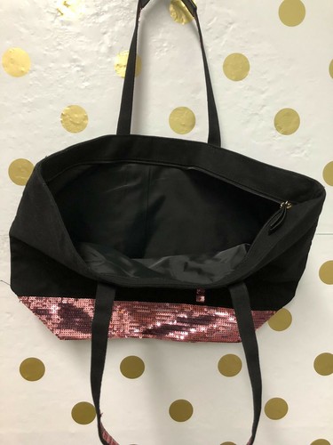Borsa tote nera Victoria's Secret Bling rosa scintillante nuova con etichette - Foto 4 di 5