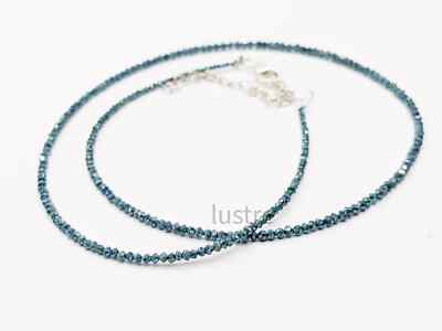 Blue Diamond Necklace Faceted Rondelle Bead Jewelry Blue Diamond Bead jewellery
