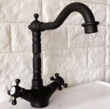 Oil Rubbed Bronze Dual Cross Handles Kitchen Vanity Sink Faucet Mixer Taps