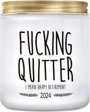 Funny Retirement Gift Candle - 7oz Lavender Scented Soy for Women, Men