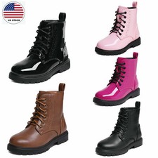 Boys Girls Combat Boots Side Zipper Waterproof Fashion High Top Boot Ankle Boots