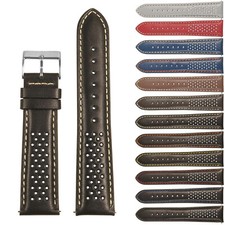 StrapsCo Perforated Leather Rally Watch Band - Quick Release Strap