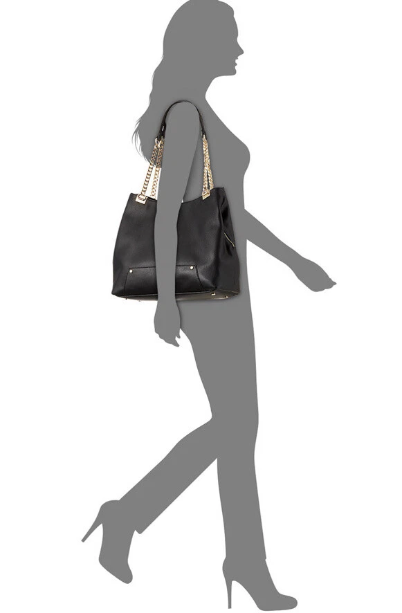 Bolso de hombro Inc Chain negro con herrajes dorados para mujer B000252 Foto 2 de 3