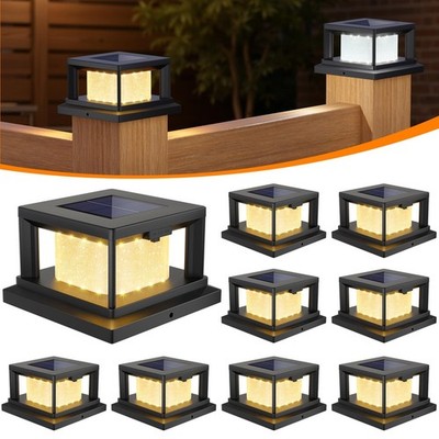 8 Pack 2 Modes Solar Post Cap Lights, 3.5x3.5 4x4 Outdoor LED Deck Fence Decor
