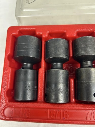 Mint Snap On Tools 307IPLY 7pc 1/2" Drive SAE Shallow Impact Swivel Socket Set - Picture 2 of 11
