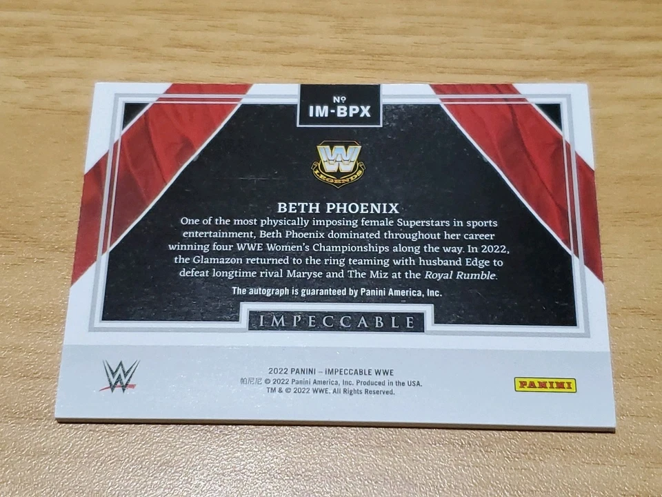 2022 Impeccable Beth Phoenix Auto /25 WWE Legends Panini Immortal Ink Glamazon - Image 2 of 3
