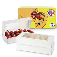 MT Products White Cookie Boxes - 12.5" x 5.5" x 2.25" Bakery Boxes - Pack of 200
