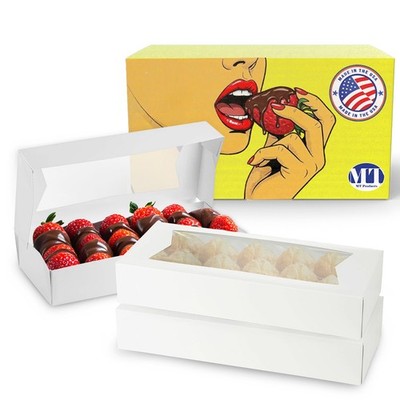 MT Products White Cookie Boxes - 12.5'' x 5.5'' x 2.25'' Bakery Boxes - Pack of 200