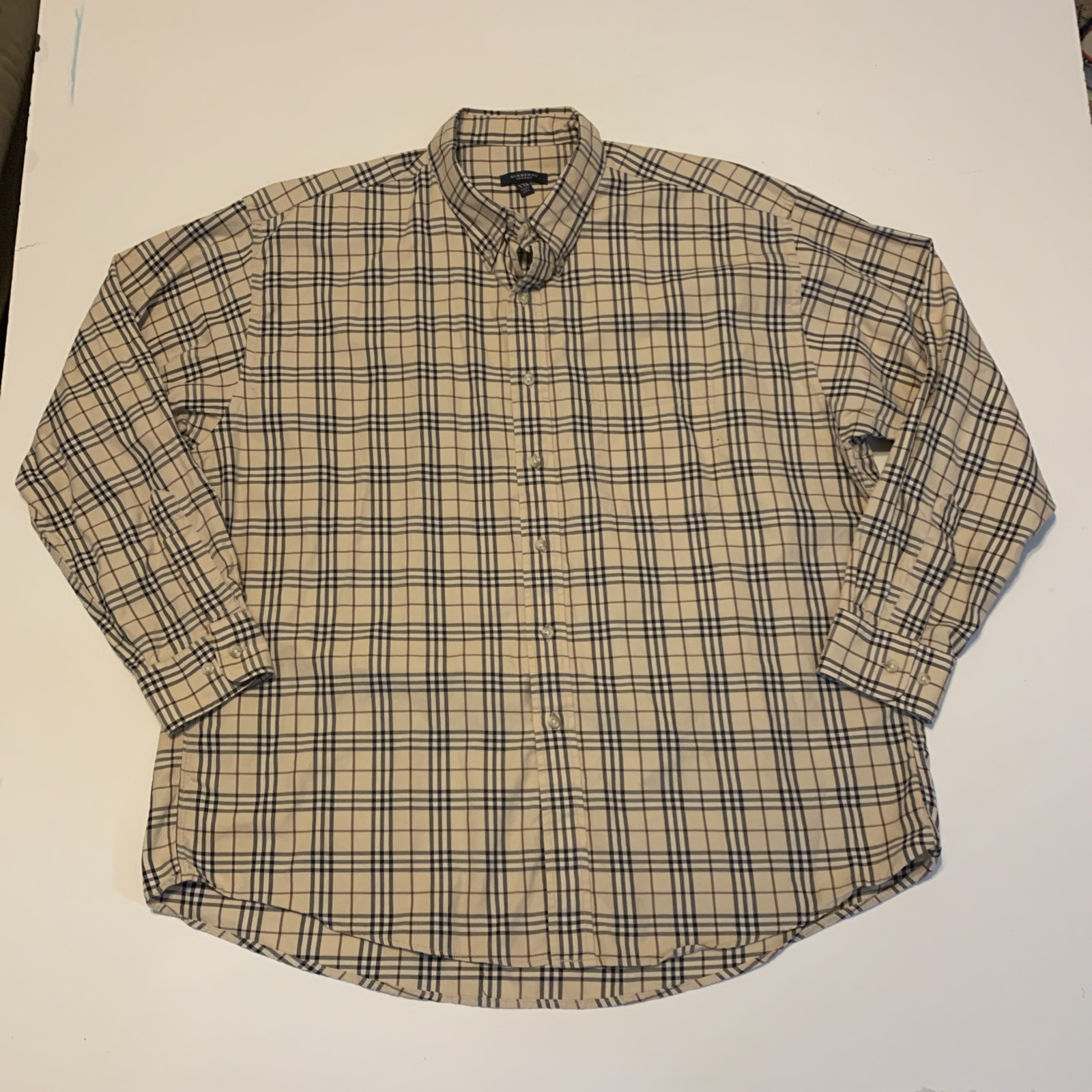 Vintage Burberry London Mens XXL Nova Check Cotton Button Down Shirt