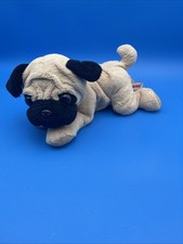Aurora Pug Puppy Dog Stuffed Animal Plush Laying Down 12 Inch Soft Adorable