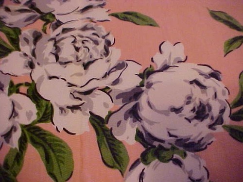 Vintage Tischdecke mit weißen Magnolien oder Pfingstrosen - Bild 4 von 5