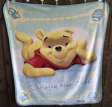 Disney Baby Winnie the Pooh Bear Blue plush baby blanket 44"x54" Providencia