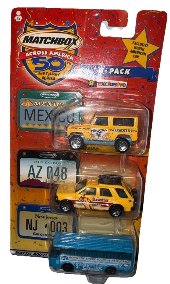 Lot Of 3 Matchbox Across America 50th Birthday Arizona, New Jersey & Mexico NIP - Image 2 of 4