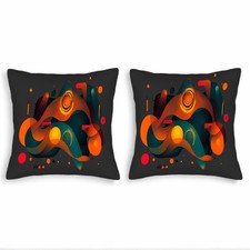 Vibrant Abstract Throw Pillow Covers 18x18in Set of 2 - Fluid Wavy Pattern