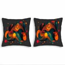Vibrant Abstract Throw Pillow Covers 18x18in Set of 2 - Fluid Wavy Pattern 