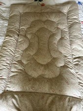 Vintage Single  feather filled Eiderdown. Pastel beige floral pattern