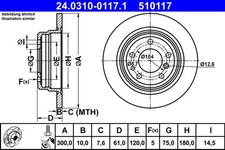 2x ATE Bremsscheibe PowerDisc 24.0310-0117.1 f�r BMW E34 5er Touring 518 520 24V