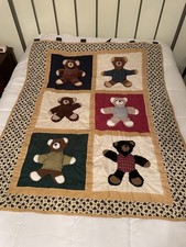 Adorable 3D Teddy Bear Quilt Crib Blanket Play Mat Wall Hanging 46 x 57"