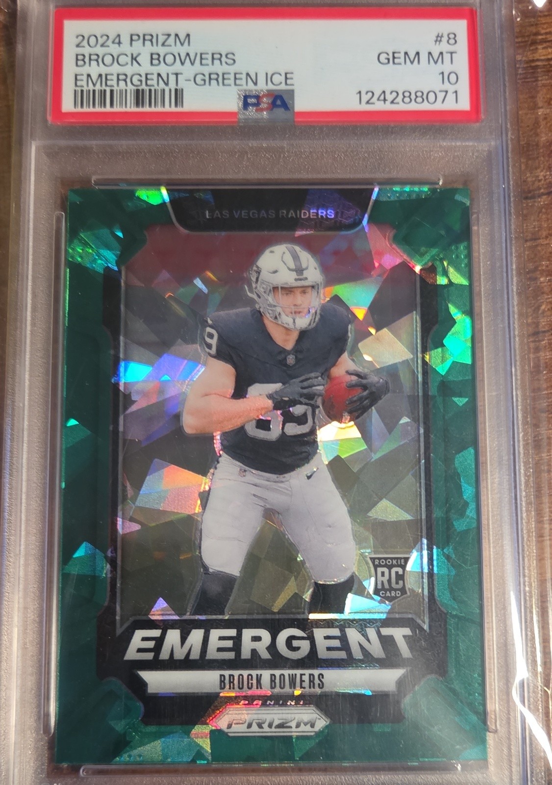 Brock Bowers Panini Prizm Emergent #8 Green Ice