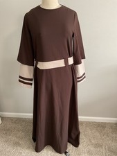 New TURKISH Abaya Kaftan Dress MAXI Islamic Casual Hijab Eid Size S 38 Brown