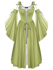 Scarlet Darkness Renaissance Costume Women Fairy Corset Dress Medieval 16