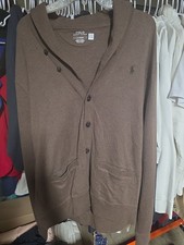 Nwt Polo Ralph Lauren Men's Luxury Jersey Shawl Collar Cardigan Brown Sz LG