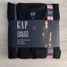 GAP Women  s Gauze Dress Black Size Small