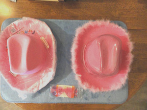 FUNCREDIBLE Cowboy Hats (2) 1 NEW 1 EUC W/ Heart Shaped Glasses