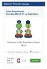 🔵 Yoshi Super Mario Los Angeles  Dodgers Yamamoto Bobblehead 3/31/26 🔵