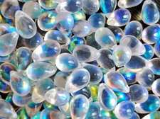 100 pcs Sparkling 6x9mm Teardrop Glass Beads, Crystal Clear AB Czech Glass, Vers