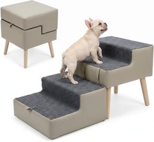 Dog Stairs Small Dogs 15.7" H 2-in-1 Foldable Pet Stairs  Ottoman Dog Stairs
