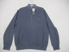 Polo Ralph Lauren Sweater Mens 2XL Navy Quarter Zip Pullover Cotton Knit