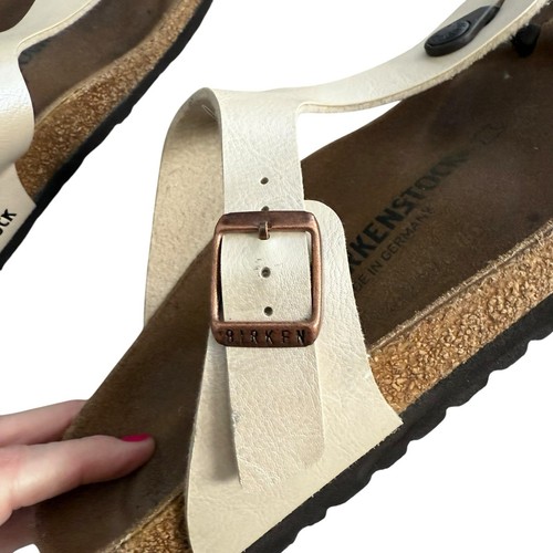Birkenstock Birko Flor GIZEH cream white Women's thong Sandals Size 7 38 euc - Picture 5 of 7