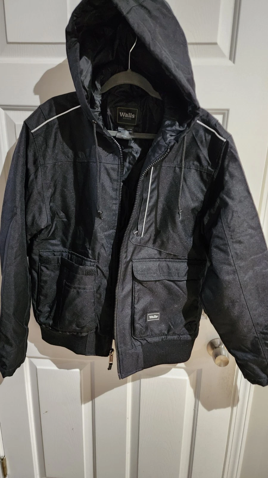 ​Walls Workwear Black Insulated Hooded Bomber Jacket Men's Size Medium M