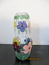 VTG Tumble Up Clear Handpainted Floral Bedsid...