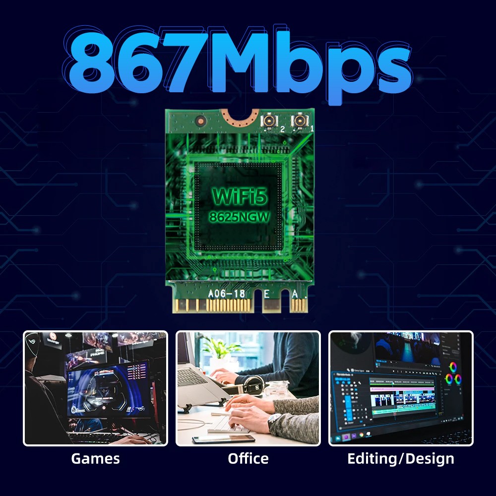 Intel 8265 Dual Band WiFi Bluetooth M.2 NGFF Wireless Card 2.4G/5G