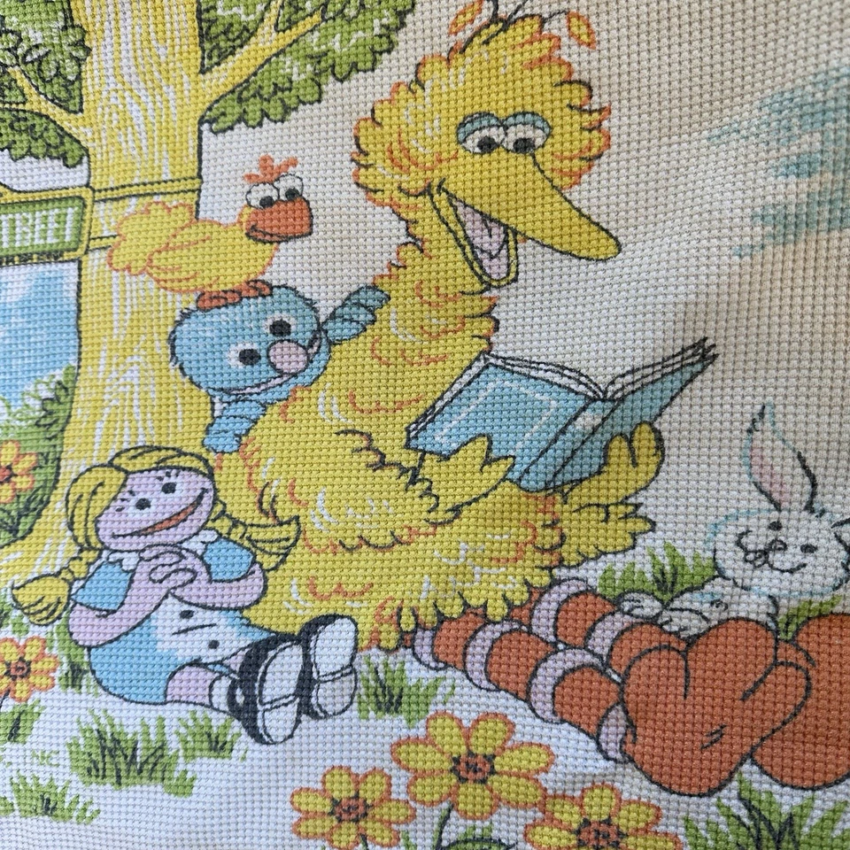 Vintage Sesame Street Baby Blanket Thermal Waffle Muppets Big Bird Project C Pic - Image 2 of 4