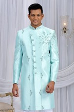 Indian Mens Wedding Bollywood Party Wear Traditional 3 Pc Attached Sherwani