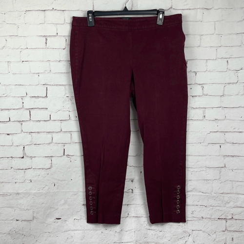 Talbots Pants Womens 14P 14 Petite Chatham Ankle Button Hem Stretch Maroon Red - Picture 1 of 11