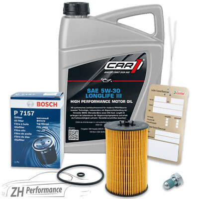 BOSCH Inspektionspaket + 5l Car1 5W-30 LL Öl VW Golf Passat Audi Skoda Seat TDI