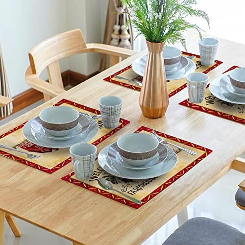 Rooster Placemats, Welcome to Our Farmhouse Linen Place Mat, 12"x18" Chicken - Afbeelding 7 van 7