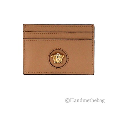 Versace Mini Medusa Brown Grainy Leather Slim Card Case Wallet