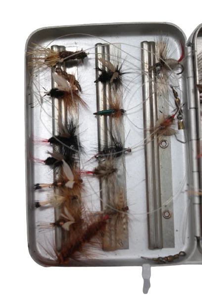Perrine sterling quality box with vintage hand tied flies - Image 3 of 4