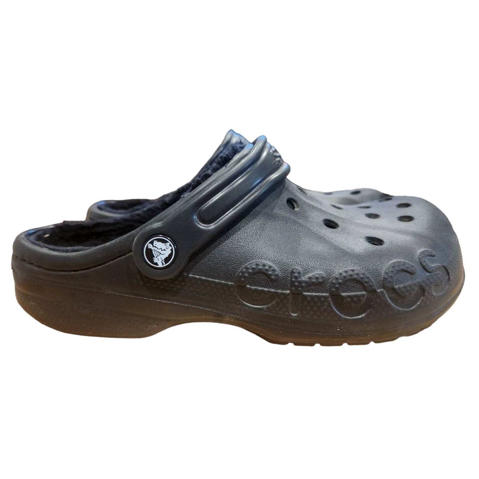 Crocs Baya Lined Clog Slip On Men's Size 6 Womens 8  Black Faux Fur 205969