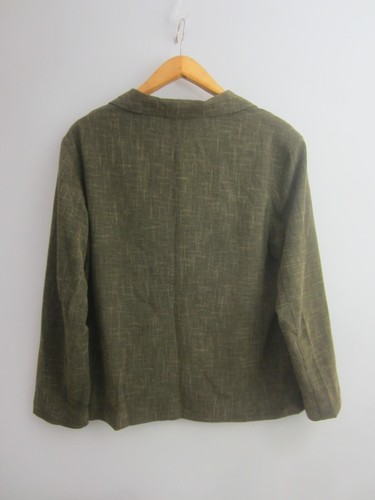 Vintage Chicos 3 Womens XL Dark Green Brown Long Sleeve Blazer Jacket Pockets - Picture 2 of 7