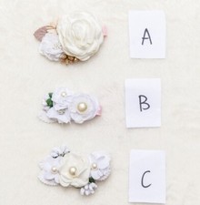 Wedding girl floral hair clip, White Beige Bridal hair accessory woman party