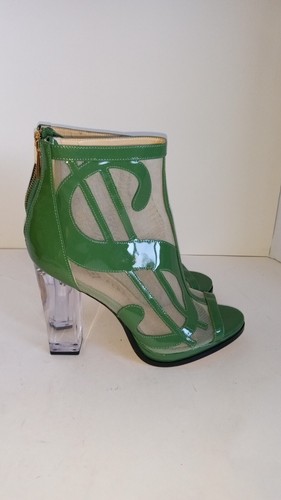 KATY PERRY 4" Heels "The Richie" Sz 8US/38EU Green Dollar Bill-Mesh-Clear Heels - Picture 7 of 12
