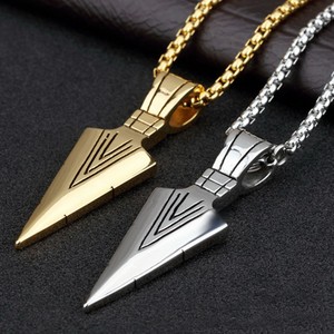 Men's Fashion Jewelry Gold Silver Arrow Head Pendant Long Chain Necklace Gift