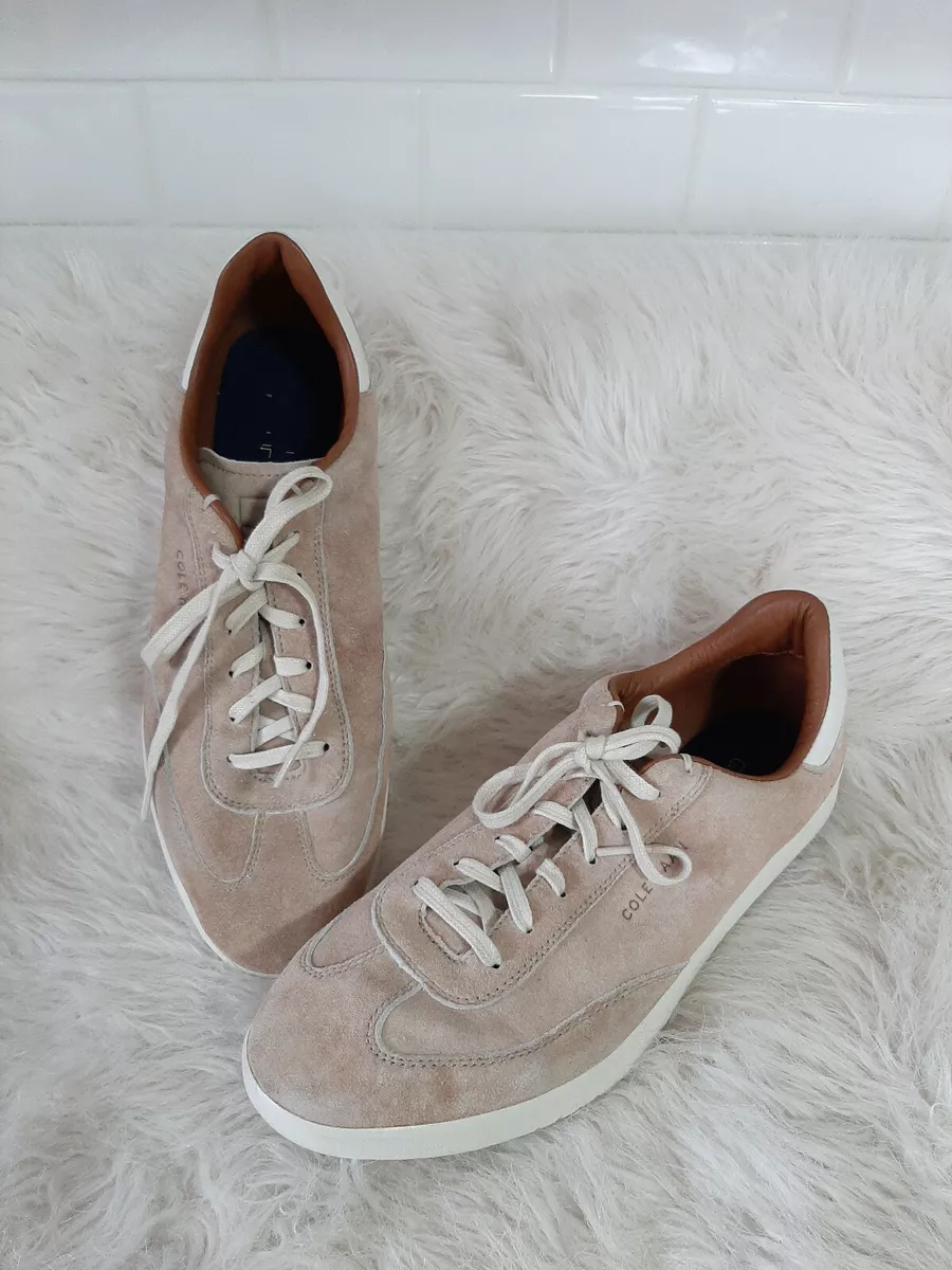 Cole Haan GrandPr Men s Cream White Suede Leather Sneaker Shoes