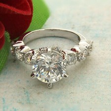 2Ct Round Cut Lab Created Diamond Women's Engagement Ring 925 Sterling Silver